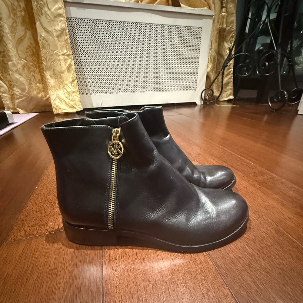 Michael Kors Black Ankle Boots with Gold Accent